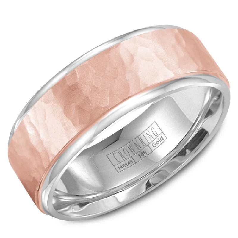 Save On Luxury Jewelry Pieces – Limited-Time Offers CrownRing 8MM White Gold Wedding Band with Rose Gold Hammered Center WB-9300RW Save On Luxury Jewelry Pieces – Limited-Time Offers CrownRing 8MM White Gold Wedding Band with Rose Gold Hammered Center WB-9300RW