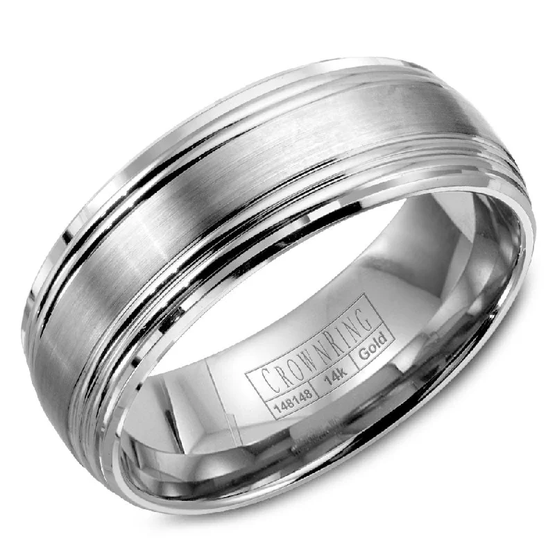 Limited-Time Offer On Elegant Jewelry Pieces CrownRing 8MM Wedding Band with Brushed Center and Line Detailing WB-9052 Limited-Time Offer On Elegant Jewelry Pieces CrownRing 8MM Wedding Band with Brushed Center and Line Detailing WB-9052