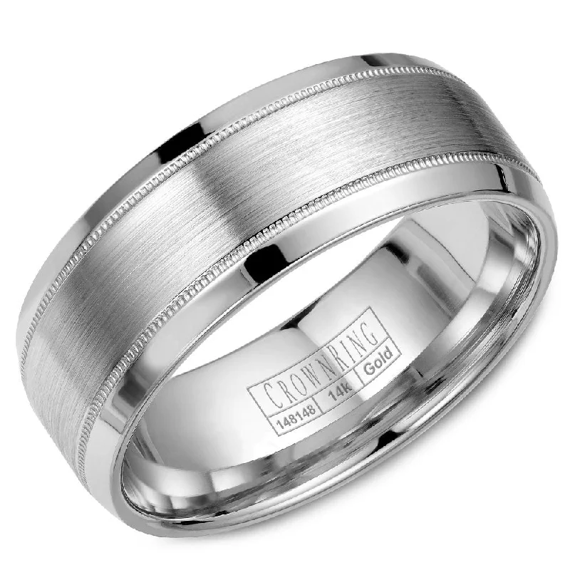Elegant Jewelry, Exclusive Prices – Shop Now CrownRing 8MM Wedding Band with Brushed Center WB-8108