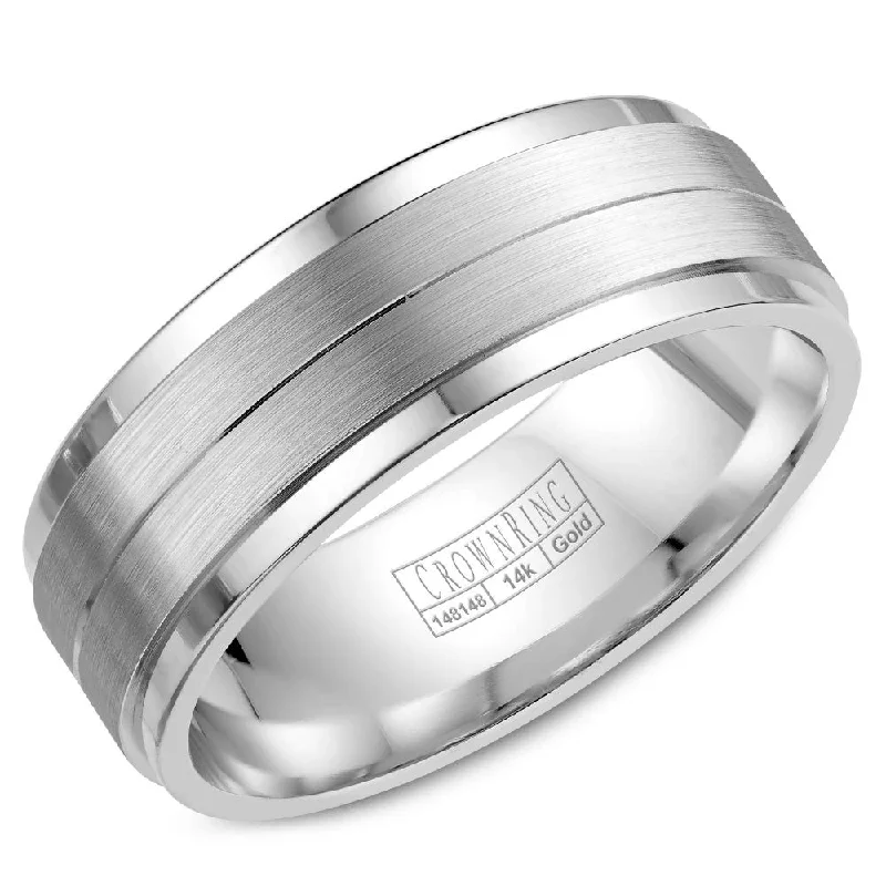 Affordable Luxury Jewelry For Every Occasion CrownRing 8MM Wedding Band with Brushed Center WB-8262SP Affordable Luxury Jewelry For Every Occasion CrownRing 8MM Wedding Band with Brushed Center WB-8262SP