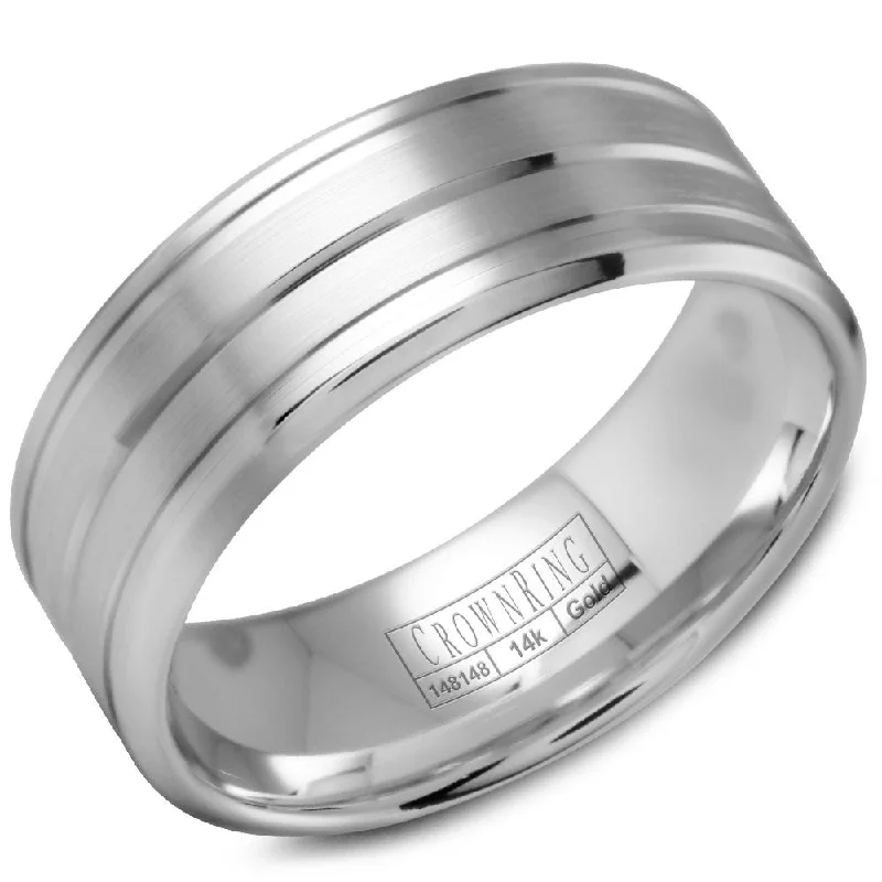 Personalized Jewelry Sale – Meaningful Gifts At Great Prices CrownRing 8MM Wedding Band with Brushed Center WB-9504 Personalized Jewelry Sale – Meaningful Gifts At Great Prices CrownRing 8MM Wedding Band with Brushed Center WB-9504