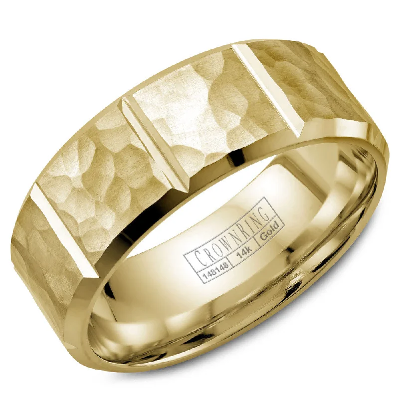 Jewelry Deals That Sparkle – Shop Today CrownRing 8MM Yellow Gold Wedding Band with Hammered Finish and Notch Details WB-9097Y Jewelry Deals That Sparkle – Shop Today CrownRing 8MM Yellow Gold Wedding Band with Hammered Finish and Notch Details WB-9097Y