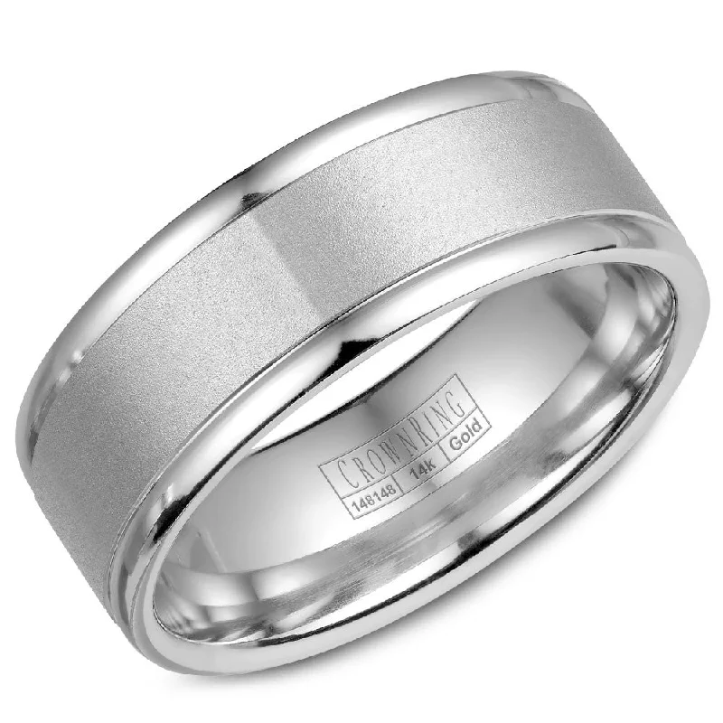 Elegant Designs, Unbeatable Discounts – Shop Jewelry Now CrownRing 8MM Wedding Band with Sandblast Center WB-7134