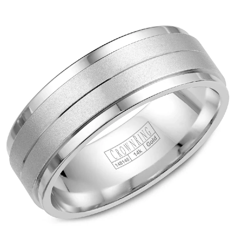 Dazzle With Discounts – Shop Jewelry On Sale CrownRing 8MM Wedding Band with Sandblast Center WB-8262