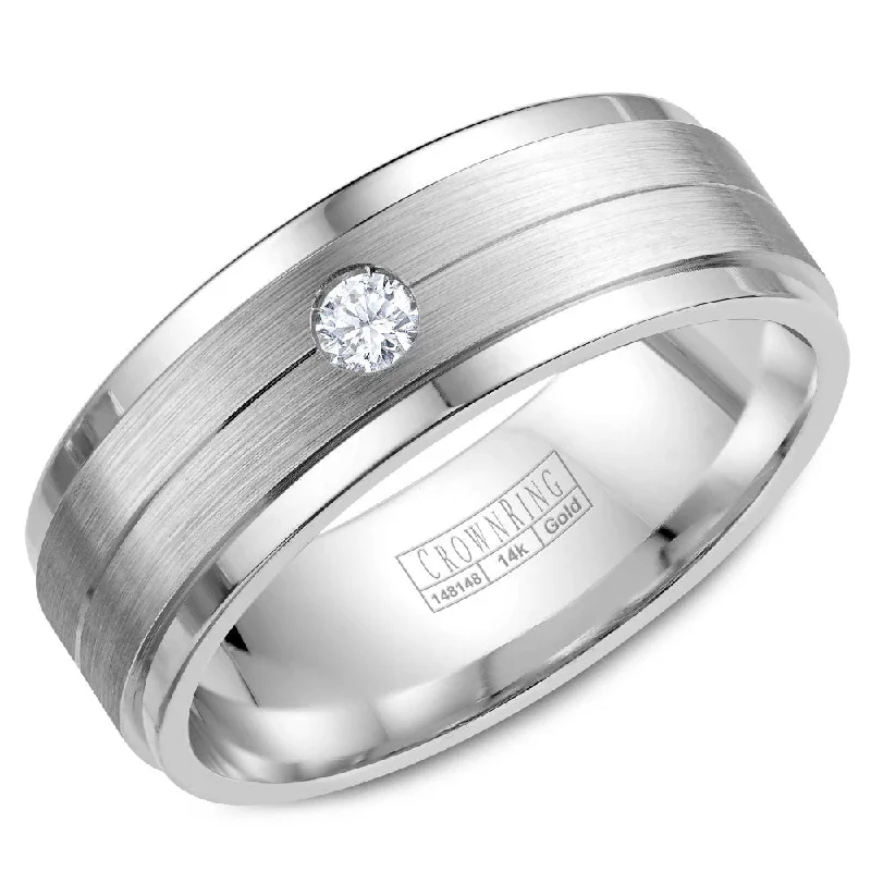 Trending Jewelry Now Available At Exclusive Prices CrownRing 8MM Round Diamond Wedding Band with Brushed Center WB-7108SP Trending Jewelry Now Available At Exclusive Prices CrownRing 8MM Round Diamond Wedding Band with Brushed Center WB-7108SP