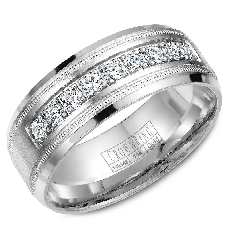 Flash Sale On Exquisite Jewelry – Don't Miss Out CrownRing 8MM 9 Round Diamond Wedding Band with Milgrain Detailing WB-9083 Flash Sale On Exquisite Jewelry – Don't Miss Out CrownRing 8MM 9 Round Diamond Wedding Band with Milgrain Detailing WB-9083
