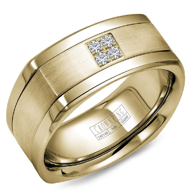 Exclusive Jewelry Markdowns – Limited-Time Offer CrownRing 9MM Diamond Wedding Band with Brushed Center and Polished Edges WB-9671Y Exclusive Jewelry Markdowns – Limited-Time Offer CrownRing 9MM Diamond Wedding Band with Brushed Center and Polished Edges WB-9671Y