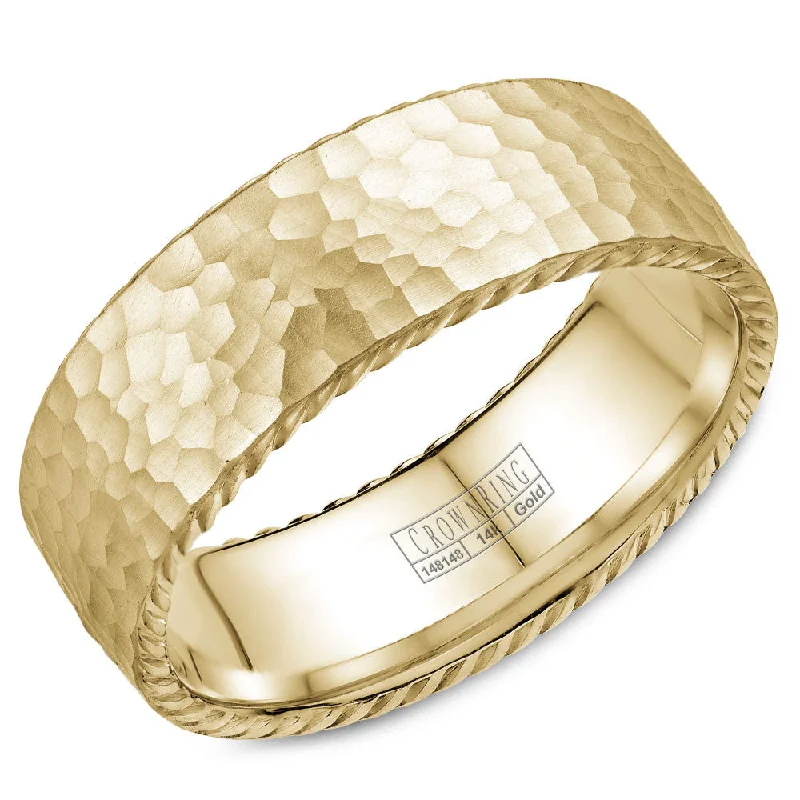 Unique Jewelry For Less – Shop The Sale Now CrownRing 8MM Yellow Gold Wedding Band with Hammered Finish & Rope Detailing WB-004R8Y Unique Jewelry For Less – Shop The Sale Now CrownRing 8MM Yellow Gold Wedding Band with Hammered Finish & Rope Detailing WB-004R8Y