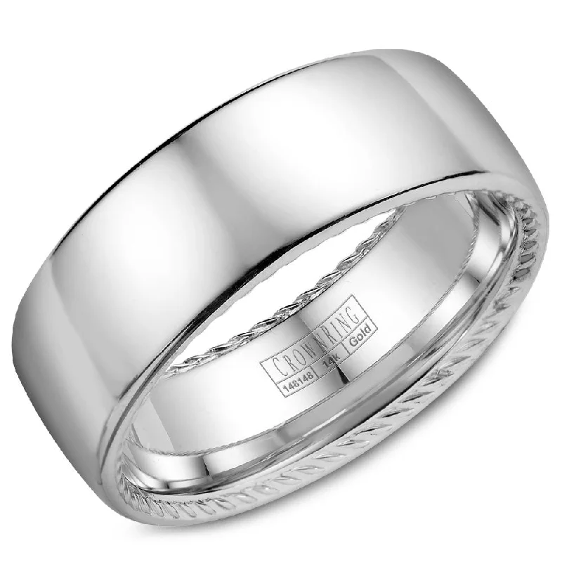 Gorgeous Jewelry, Limited-Time Savings CrownRing 8MM Wedding Band with Polished Finish & Rope Detailing WB-012R8W Gorgeous Jewelry, Limited-Time Savings CrownRing 8MM Wedding Band with Polished Finish & Rope Detailing WB-012R8W