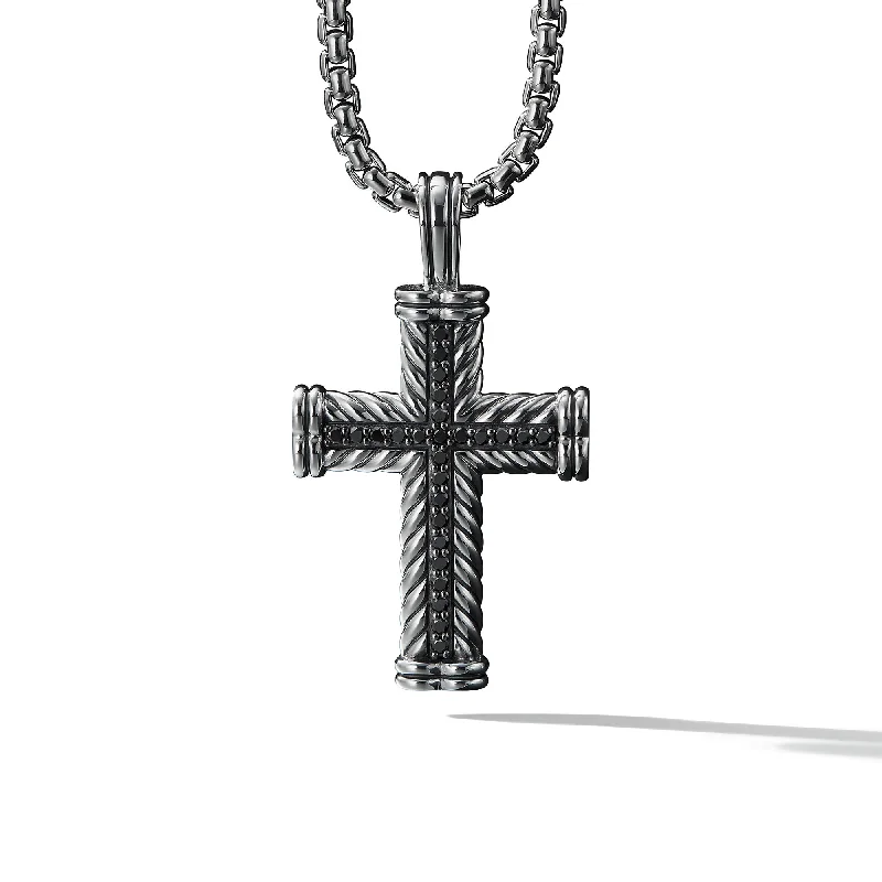 Last Chance To Grab Your Favorite Jewelry At A Discount Chevron Cross Pendant in Sterling Silver with Black Diamonds, 41.7mm Last Chance To Grab Your Favorite Jewelry At A Discount Chevron Cross Pendant in Sterling Silver with Black Diamonds, 41.7mm