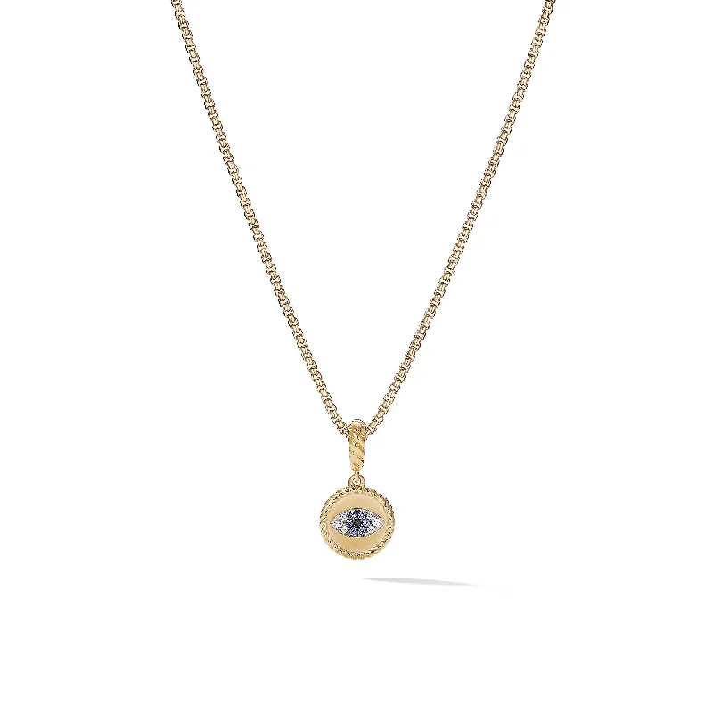 Premium Diamond Jewelry For Unforgettable Moments Evil Eye Amulet in 18K Yellow Gold with Pavé Blue Sapphires and Diamonds\, 18.8mm Premium Diamond Jewelry For Unforgettable Moments Evil Eye Amulet in 18K Yellow Gold with Pavé Blue Sapphires and Diamonds\, 18.8mm