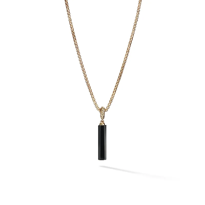 Waterproof Stainless Steel Jewelry For Lasting Beauty Barrel Amulet with Black Onyx and 18K Yellow Gold\, 20mm Waterproof Stainless Steel Jewelry For Lasting Beauty Barrel Amulet with Black Onyx and 18K Yellow Gold\, 20mm