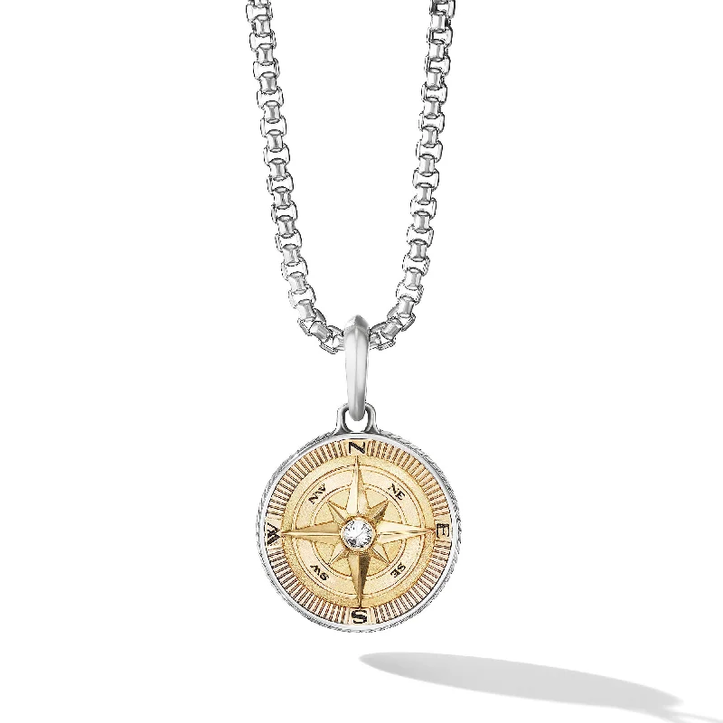 Seasonal Jewelry Deals – Elevate Your Style Maritime® Compass Amulet in Sterling Silver with 18K Yellow Gold and Center Diamond\, 29.5mm Seasonal Jewelry Deals – Elevate Your Style Maritime® Compass Amulet in Sterling Silver with 18K Yellow Gold and Center Diamond\, 29.5mm