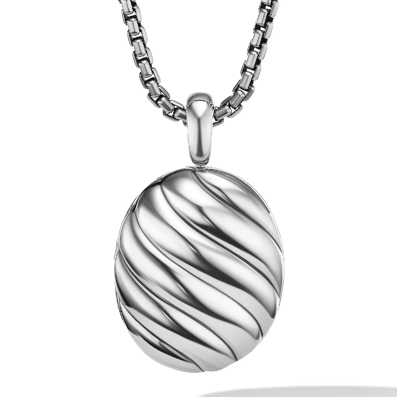 Grab Your Favorite Jewelry At The Lowest Prices Sculpted Cable Locket Amulet in Sterling Silver\, 37mm Grab Your Favorite Jewelry At The Lowest Prices Sculpted Cable Locket Amulet in Sterling Silver\, 37mm