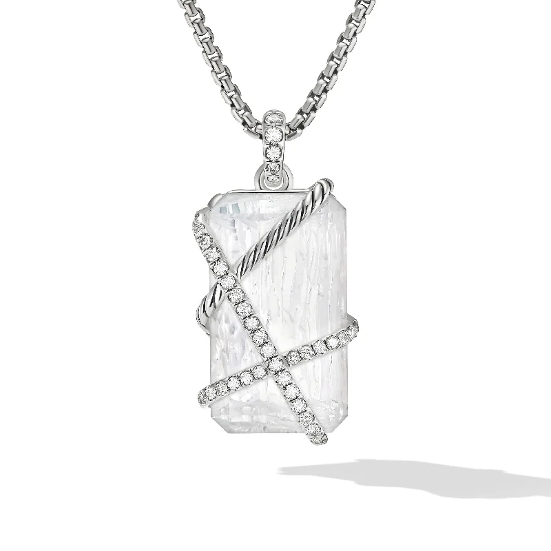 Special Deals On Handcrafted And Designer Jewelry Cable Wrap Amulet in Sterling Silver with Crystal and Diamonds\, 40.7mm Special Deals On Handcrafted And Designer Jewelry Cable Wrap Amulet in Sterling Silver with Crystal and Diamonds\, 40.7mm