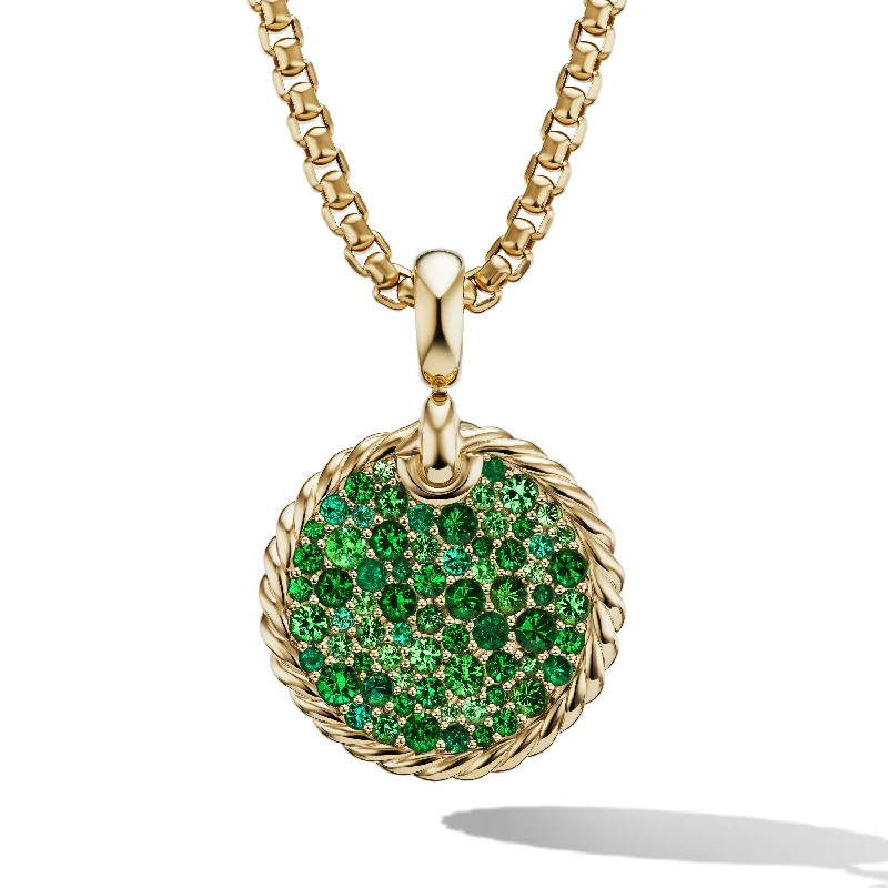 Your Dream Jewelry At Dream Prices DY Elements® Color Pendant in 18K Yellow Gold with Pavé Tsavorite and Emeralds\, 30mm Your Dream Jewelry At Dream Prices DY Elements® Color Pendant in 18K Yellow Gold with Pavé Tsavorite and Emeralds\, 30mm