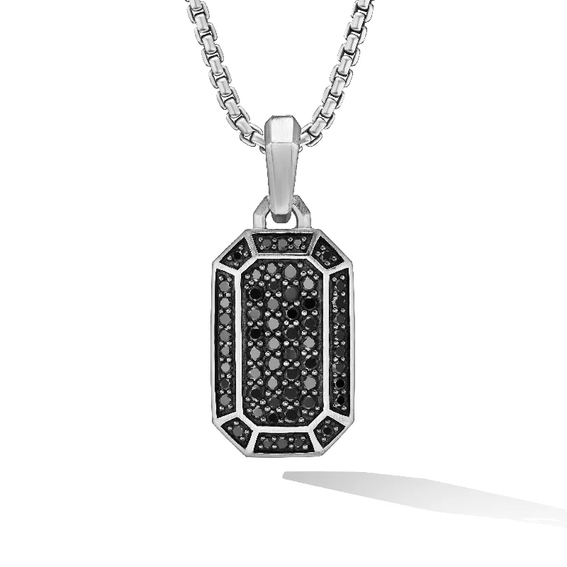 Fashion-Forward Geometric Jewelry For Contemporary Style Streamline® Amulet in Sterling Silver with Black Diamonds\, 22mm Fashion-Forward Geometric Jewelry For Contemporary Style Streamline® Amulet in Sterling Silver with Black Diamonds\, 22mm