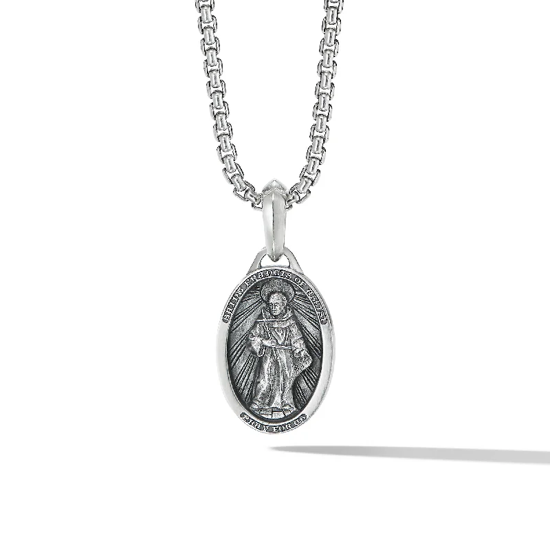 Discounted Luxury Jewelry – Shine Without The Splurge St. Francis Amulet in Sterling Silver\, 26mm Discounted Luxury Jewelry – Shine Without The Splurge St. Francis Amulet in Sterling Silver\, 26mm