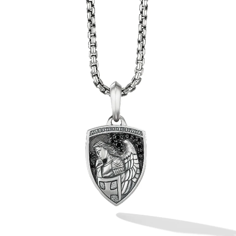 Flash Sale On Exquisite Jewelry – Don't Miss Out St. Michael Amulet in Sterling Silver with Black Diamonds\, 26mm Flash Sale On Exquisite Jewelry – Don't Miss Out St. Michael Amulet in Sterling Silver with Black Diamonds\, 26mm