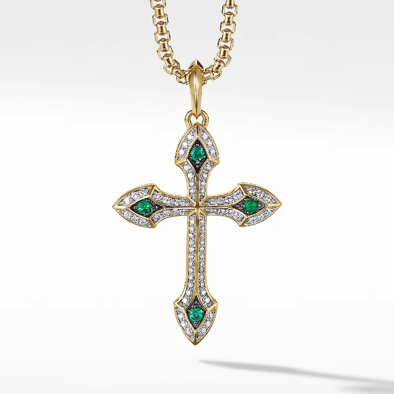 Buy More, Save More On Stunning Jewelry Pieces Gothic Cross Amulet in 18K Yellow Gold with Diamonds and Emeralds\, 36.5mm Buy More, Save More On Stunning Jewelry Pieces Gothic Cross Amulet in 18K Yellow Gold with Diamonds and Emeralds\, 36.5mm