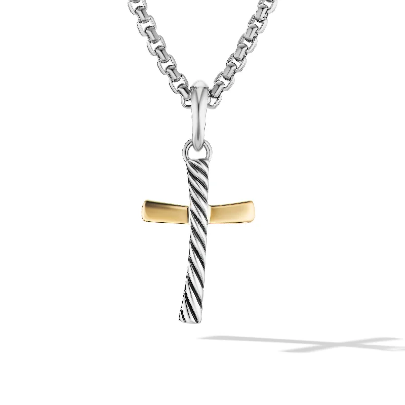 Unique Jewelry Designs Now At Discounted Rates Cable Cross Amulet in Sterling Silver with 18K Yellow Gold\, 24mm Unique Jewelry Designs Now At Discounted Rates Cable Cross Amulet in Sterling Silver with 18K Yellow Gold\, 24mm