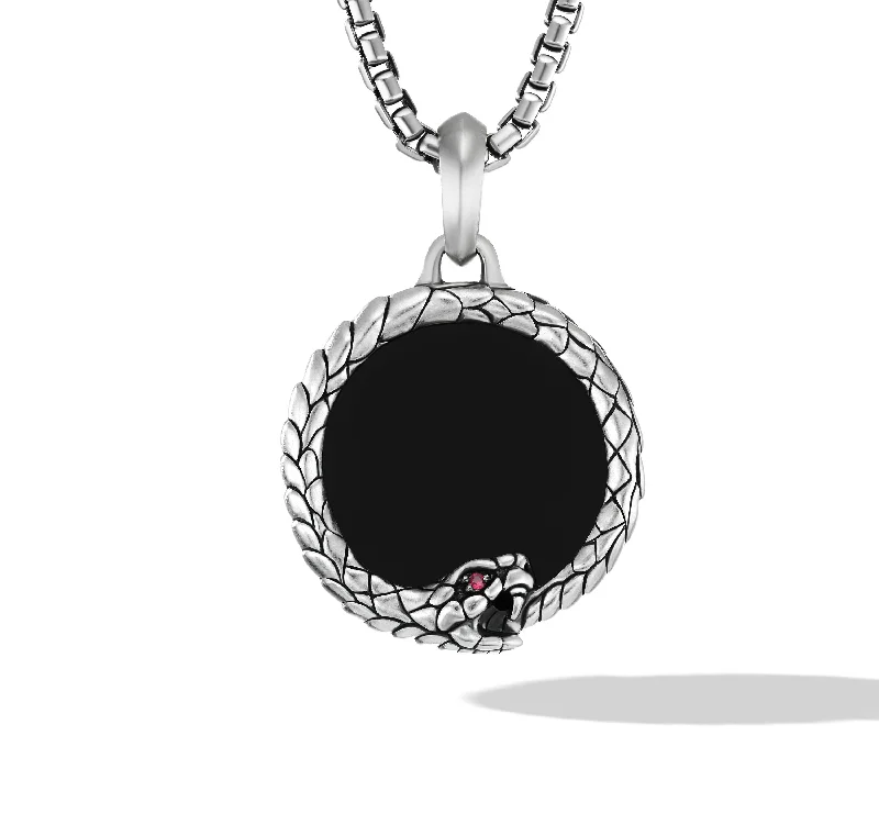 Elegant Jewelry, Exclusive Prices – Shop Now Cairo Ouroboros Amulet in Sterling Silver with Black Onyx and Ruby\, 25mm Elegant Jewelry, Exclusive Prices – Shop Now Cairo Ouroboros Amulet in Sterling Silver with Black Onyx and Ruby\, 25mm
