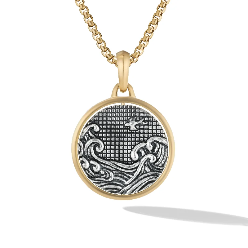 Limited-Stock Jewelry Sale – Once It's Gone, It's Gone Water and Fire Duality Amulet in Sterling Silver with 18K Yellow Gold\, 30mm Limited-Stock Jewelry Sale – Once It's Gone, It's Gone Water and Fire Duality Amulet in Sterling Silver with 18K Yellow Gold\, 30mm