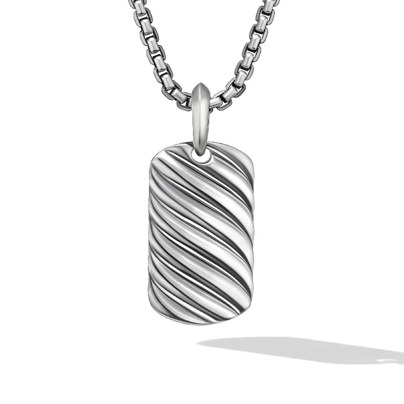 The Ultimate Jewelry Sale – Shop Premium Styles Sculpted Cable Tag in Sterling Silver\, 27mm The Ultimate Jewelry Sale – Shop Premium Styles Sculpted Cable Tag in Sterling Silver\, 27mm