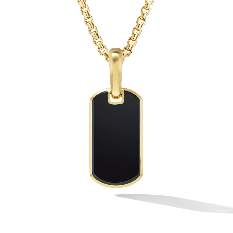 Discounted Jewelry For A Glamorous Look Chevron Tag in 18K Yellow Gold with Black Onyx\, 21mm Discounted Jewelry For A Glamorous Look Chevron Tag in 18K Yellow Gold with Black Onyx\, 21mm