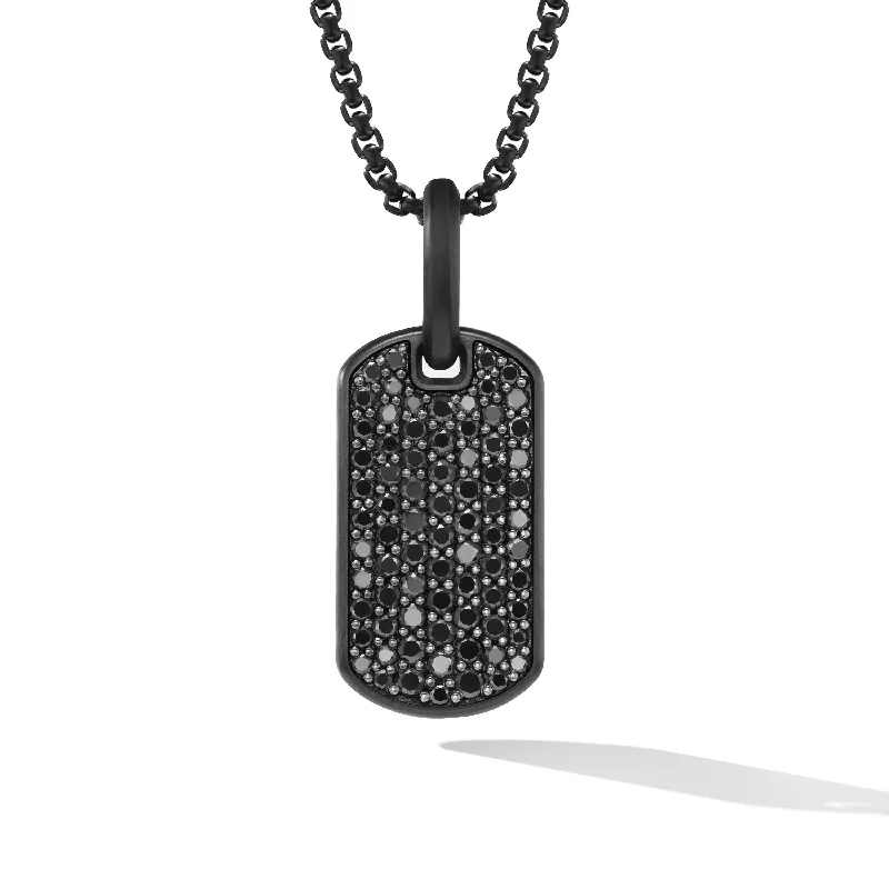 Buy More, Save More On Stunning Jewelry Designs Chevron Tag in Black Titanium with Sterling Silver with Black Diamonds\, 21mm Buy More, Save More On Stunning Jewelry Designs Chevron Tag in Black Titanium with Sterling Silver with Black Diamonds\, 21mm