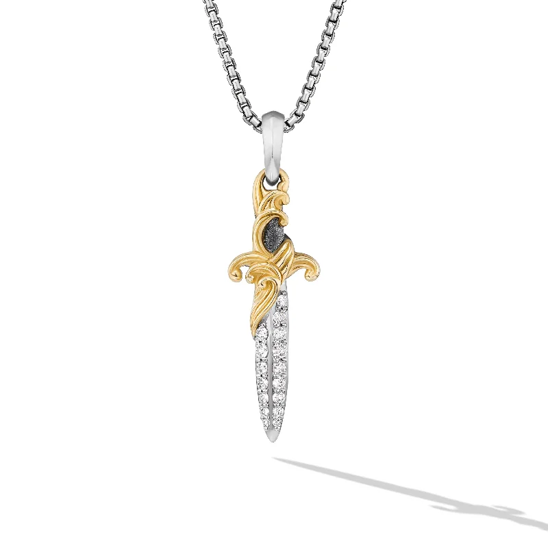 Exclusive Jewelry Discounts – Shop Now For Savings Waves Dagger Amulet in Sterling Silver with 18K Yellow Gold with Diamonds\, 31mm Exclusive Jewelry Discounts – Shop Now For Savings Waves Dagger Amulet in Sterling Silver with 18K Yellow Gold with Diamonds\, 31mm