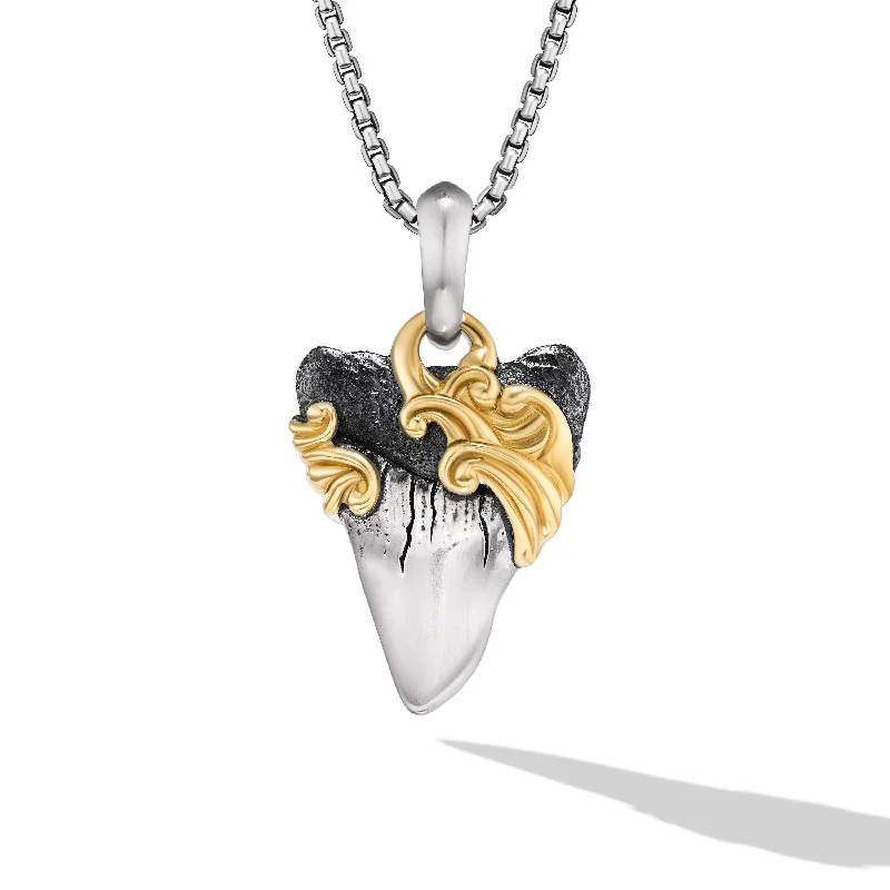 Seasonal Jewelry Sale – Upgrade Your Style Today Waves Shark Tooth Amulet in Sterling Silver with 18K Yellow Gold\, 25mm Seasonal Jewelry Sale – Upgrade Your Style Today Waves Shark Tooth Amulet in Sterling Silver with 18K Yellow Gold\, 25mm