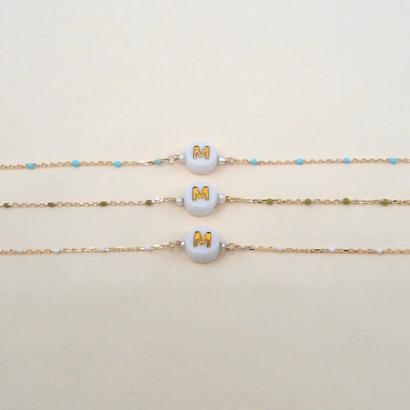 Breathtaking Jewelry At Limited-Time Savings Enamel & Gold Bead Initial Bracelets Wholesale
