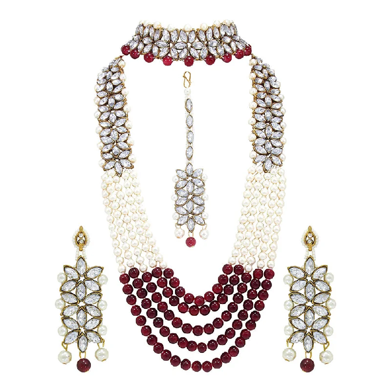 Get Ready To Sparkle – Special Jewelry Discounts Etnico 18K Gold Plated Traditional 5 Layers Kundan & Pearl Beaded Moti Raani Haar Necklace Jewellery Set For Women (ML164MCO) Get Ready To Sparkle – Special Jewelry Discounts Etnico 18K Gold Plated Traditional 5 Layers Kundan & Pearl Beaded Moti Raani Haar Necklace Jewellery Set For Women (ML164MCO)