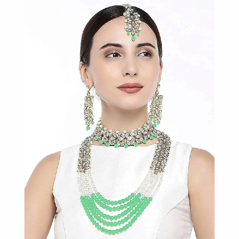 Shop Jewelry That Shines Without The High Price Etnico 18K Gold Plated Traditional 5 Layers Kundan & Pearl Beaded Moti Raani Haar Necklace Jewellery Set For Women (ML164MinCO) Shop Jewelry That Shines Without The High Price Etnico 18K Gold Plated Traditional 5 Layers Kundan & Pearl Beaded Moti Raani Haar Necklace Jewellery Set For Women (ML164MinCO)