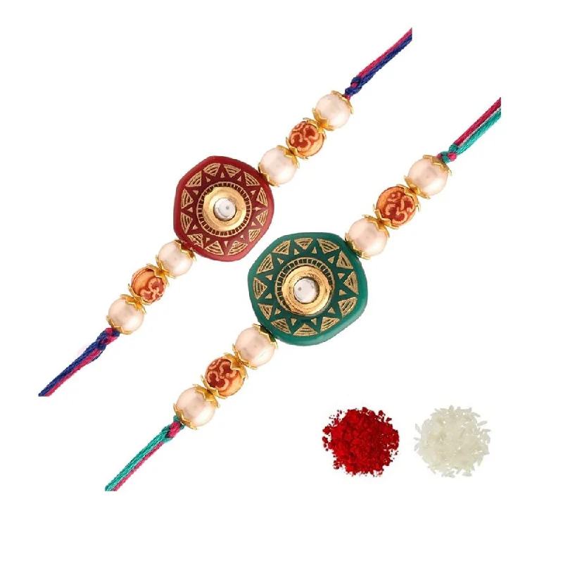 Elevate Your Jewelry Collection With Limited-Time Savings Etnico Ethnic Designer Pearl Beads Studded Rakhi Bracelet for Men/Brother/ Bhaiya (R057-RCO (Pack of 2) Elevate Your Jewelry Collection With Limited-Time Savings Etnico Ethnic Designer Pearl Beads Studded Rakhi Bracelet for Men/Brother/ Bhaiya (R057-RCO (Pack of 2)