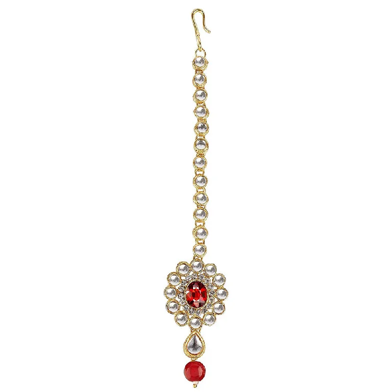 Fine Jewelry, Limited-Time Offers Available Etnico Gold Plated Kundan & Stone Studded Maang Tikka for Women (T2021R) Fine Jewelry, Limited-Time Offers Available Etnico Gold Plated Kundan & Stone Studded Maang Tikka for Women (T2021R)