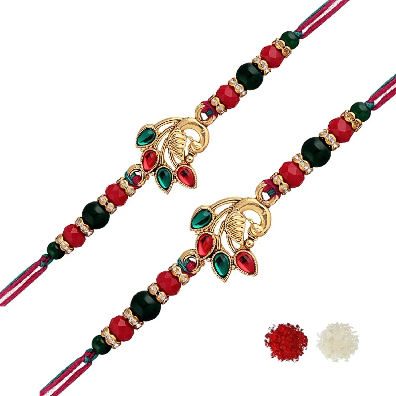 Get The Jewelry You Love At A Price You Love Etnico I Jewels Gold Plated Ethnic Peacock Design Beads Kundan Combo Rakhi Set & Rakshabandhan Card with Roli chawal for Brother/Men (R046-2) (Pack Of 2) Get The Jewelry You Love At A Price You Love Etnico I Jewels Gold Plated Ethnic Peacock Design Beads Kundan Combo Rakhi Set & Rakshabandhan Card with Roli chawal for Brother/Men (R046-2) (Pack Of 2)