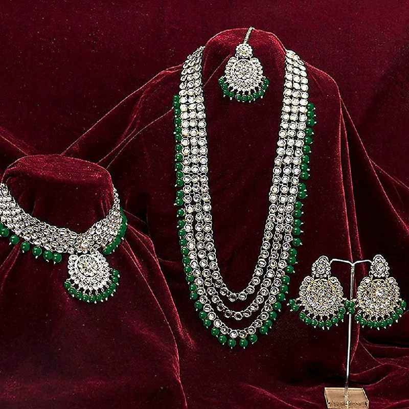 Your Dream Jewelry At Dream Prices Etnico Traditional 18K Gold Plated Kundan & Pearl Studded Bridal Choker Necklace Jewellery Set With Earrings & Maang Tikka for Women (IJ325G) Your Dream Jewelry At Dream Prices Etnico Traditional 18K Gold Plated Kundan & Pearl Studded Bridal Choker Necklace Jewellery Set With Earrings & Maang Tikka for Women (IJ325G)