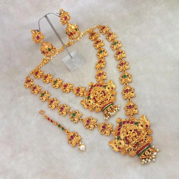 Classic And Modern Jewelry Styles On Sale Kriaa Maroon Stone Double Gold Plated Necklace Set - 1113709 Classic And Modern Jewelry Styles On Sale Kriaa Maroon Stone Double Gold Plated Necklace Set - 1113709