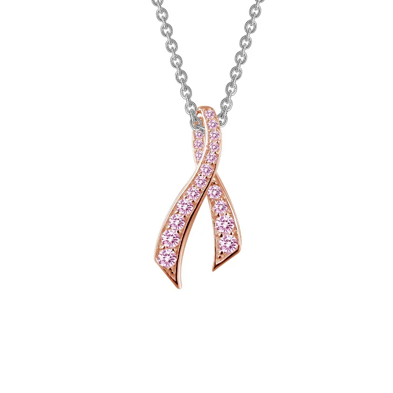 Sparkle More For Less – Jewelry Sale Happening Now Lafonn Simulated Diamond Pink Ribbon Necklace P0172CPP18 Sparkle More For Less – Jewelry Sale Happening Now Lafonn Simulated Diamond Pink Ribbon Necklace P0172CPP18