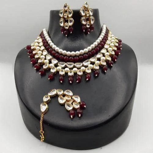 Elevate Your Jewelry Collection With Limited-Time Savings Moti Maroon Beads Set