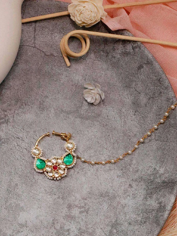 Make Your Outfit Shine With Discounted Jewelry Multi Color Patchi Kundan Nath