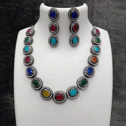 Affordable Glamour – Premium Jewelry At Special Prices Multi Colored Rodium Necklace Set Affordable Glamour – Premium Jewelry At Special Prices Multi Colored Rodium Necklace Set