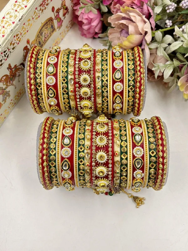 Romantic Heart-Shaped Jewelry For Special Gifts Multicolored Kundan Studded Bridal Chooda Romantic Heart-Shaped Jewelry For Special Gifts Multicolored Kundan Studded Bridal Chooda