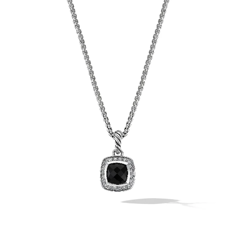 Timeless Jewelry At Special Discount Rates Petite Albion® Pendant Necklace in Sterling Silver with Black Onyx and Diamonds\, 7mm Timeless Jewelry At Special Discount Rates Petite Albion® Pendant Necklace in Sterling Silver with Black Onyx and Diamonds\, 7mm