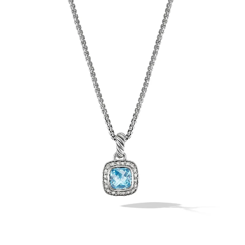 Flash Sale On Stunning Jewelry – Limited Stock Available Petite Albion® Pendant Necklace in Sterling Silver with Blue Topaz and Diamonds\, 7mm Flash Sale On Stunning Jewelry – Limited Stock Available Petite Albion® Pendant Necklace in Sterling Silver with Blue Topaz and Diamonds\, 7mm