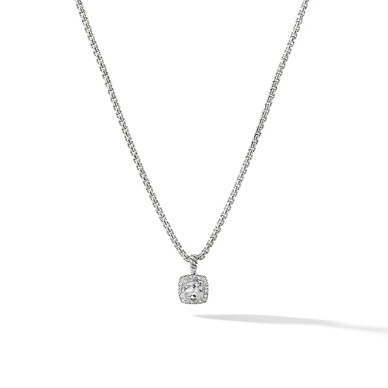 Glamorous Jewelry, Glamorous Deals – Shop Now Petite Albion® Pendant Necklace in Sterling Silver with White Topaz and Diamonds\, 7mm Glamorous Jewelry, Glamorous Deals – Shop Now Petite Albion® Pendant Necklace in Sterling Silver with White Topaz and Diamonds\, 7mm