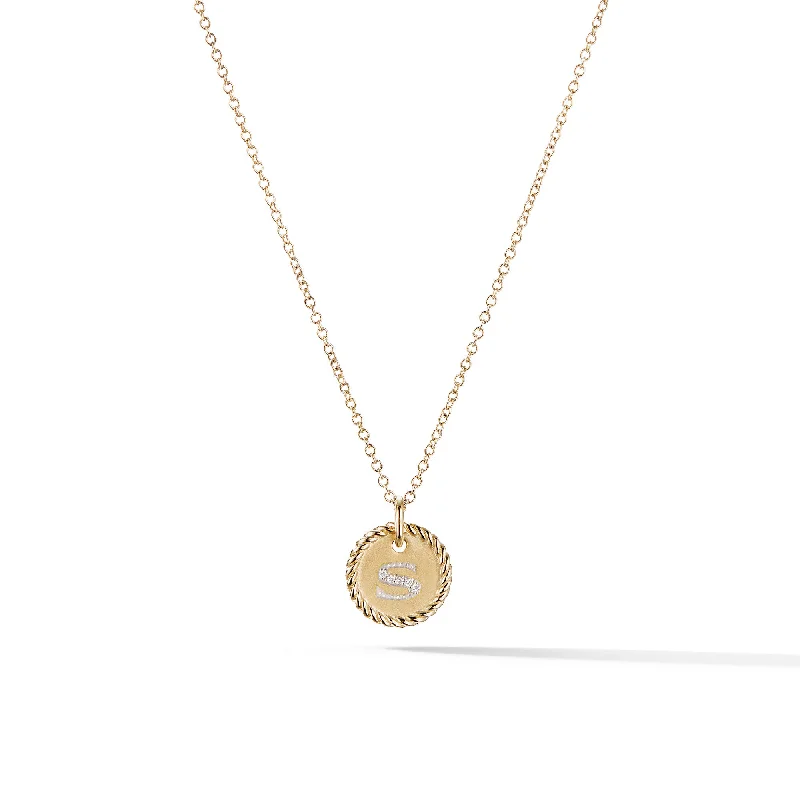 Chic And Stylish Jewelry At Discounted Prices Initial Charm Necklace in 18K Yellow Gold with Diamond S Chic And Stylish Jewelry At Discounted Prices Initial Charm Necklace in 18K Yellow Gold with Diamond S