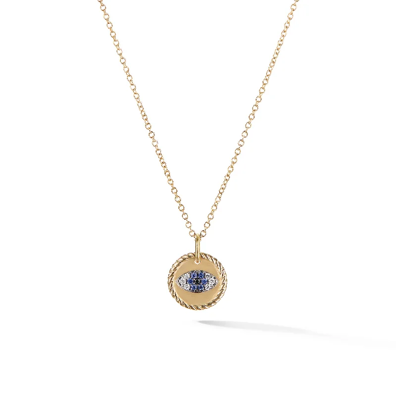 Adjustable Charm Bracelets For A Perfect Fit Cable Collectibles® Evil Eye Necklace in 18K Yellow Gold with Pavé Blue Sapphires and Diamonds\, 11mm Adjustable Charm Bracelets For A Perfect Fit Cable Collectibles® Evil Eye Necklace in 18K Yellow Gold with Pavé Blue Sapphires and Diamonds\, 11mm